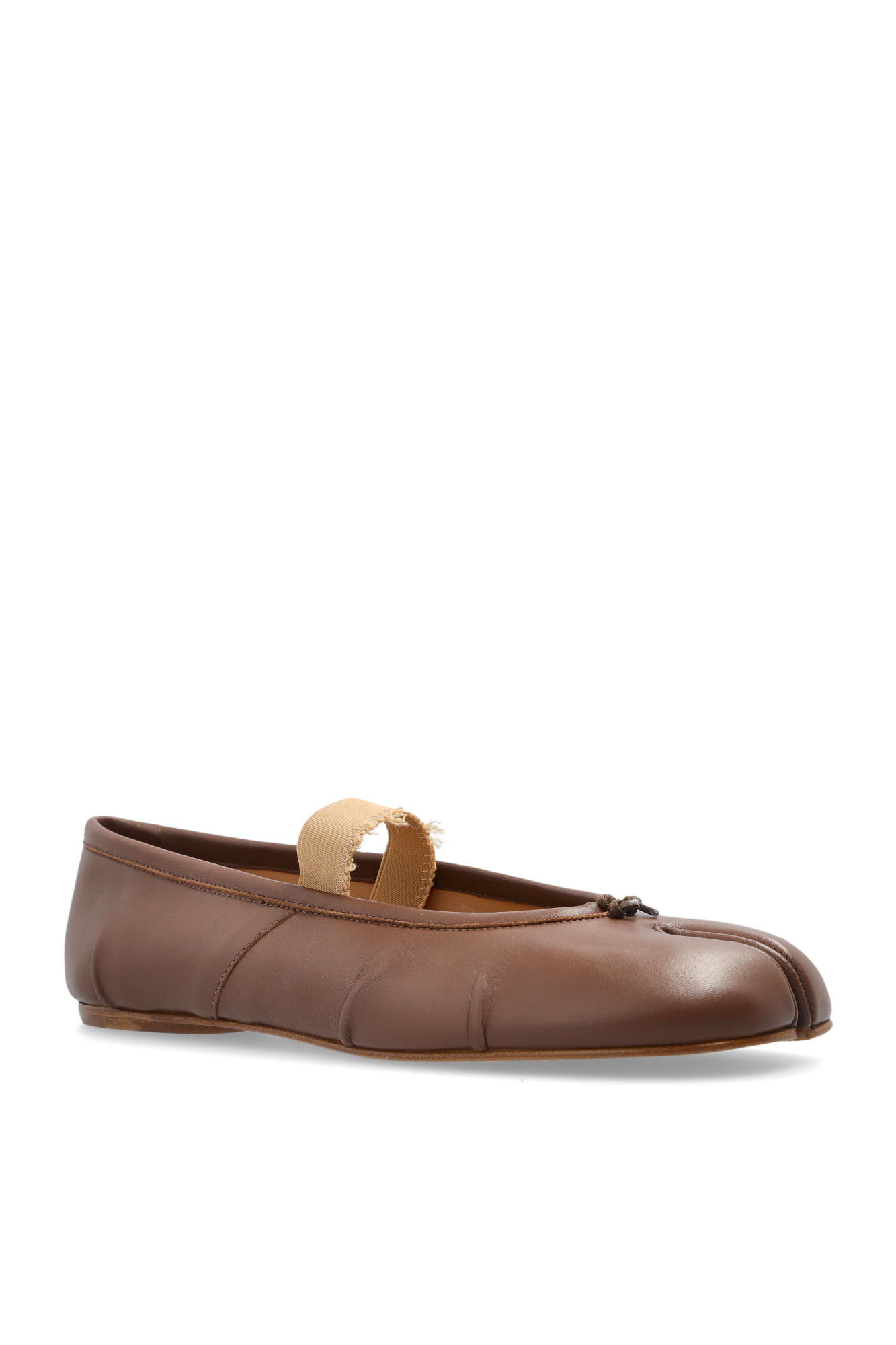 24SS new/Maison Margiela タビレザーバレエフラット Flat Brown Brown Ballet flats with 'Tabi' cutout Maison Margiela